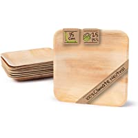 Los mejores  - BIOZOYG Palmware Platos de Hojas de Palma I 25 Piezas de ojas de Palma Rectangular 15 x 15 cm I Bio vajilla desechable…